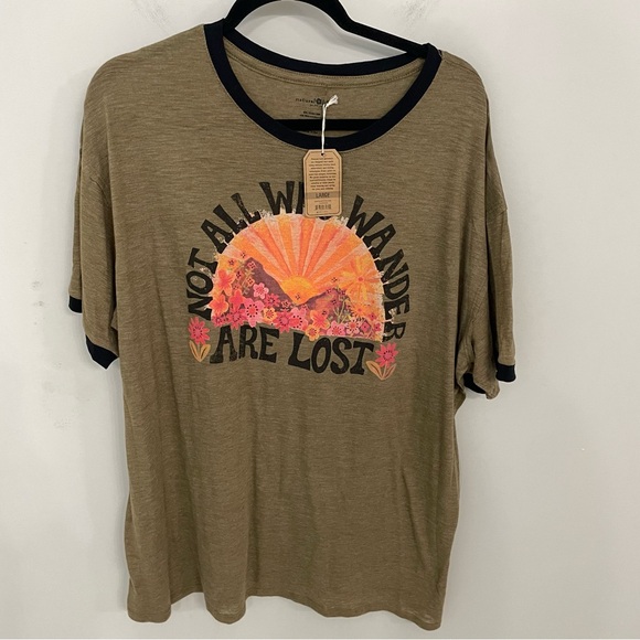 NWT Natural Life Ringer Oversized Tee Shirt Wander - Picture 3 of 7